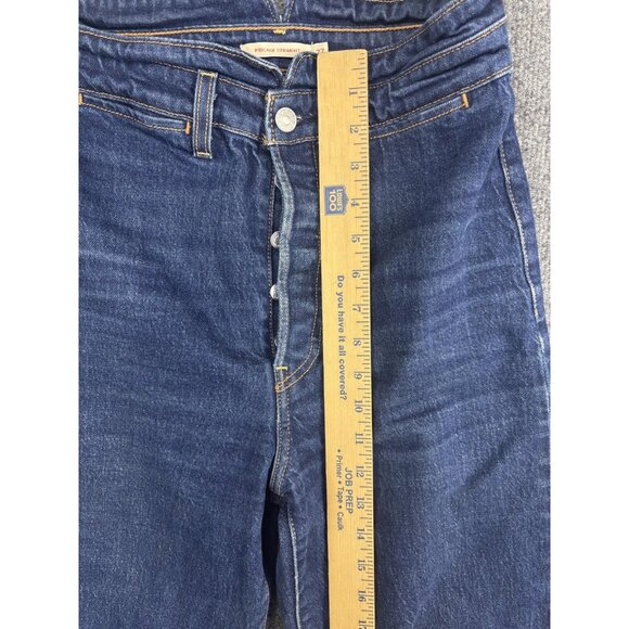 Levi's Ribcage Straight Jeans Womens 27x27 Blue High Rise Button Fly Raw Hem - Picture 5 of 10